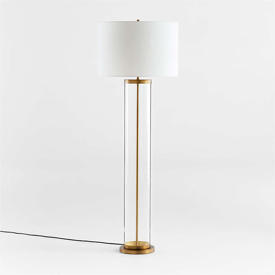 Promenade Avenue Black and Brass Floor Lamp with White Shade + Reviews