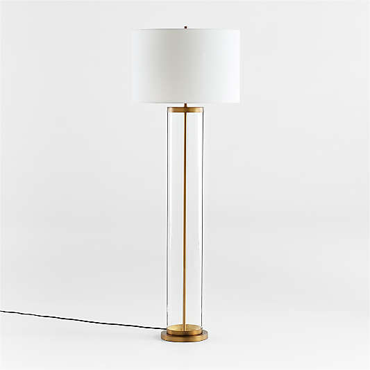 Promenade Black and Brass Floor Lamp with White Shade