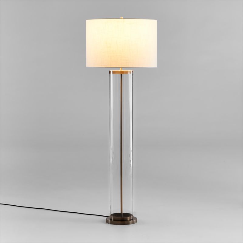 Promenade Avenue Black and Brass Floor Lamp with White Shade + Reviews