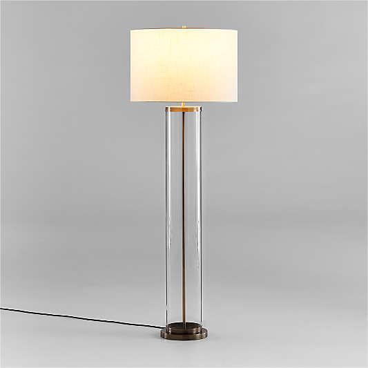 Promenade Black and Nickel Floor Lamp with White Shade