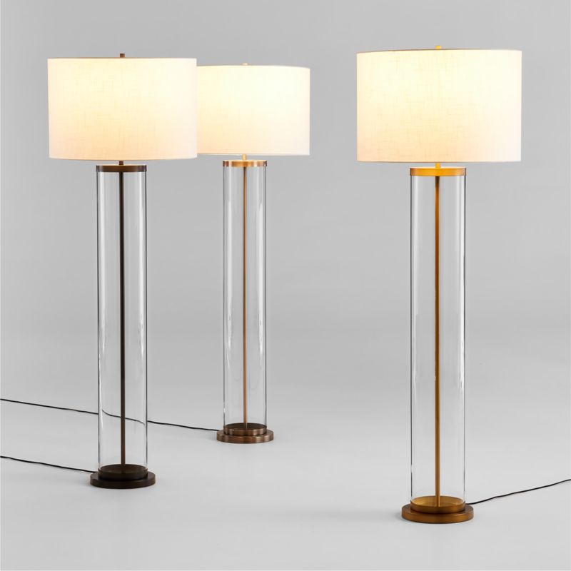 Promenade Avenue Black and Brass Floor Lamp with White Shade +