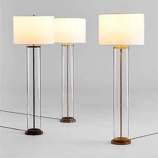 Promenade Black and Brass Floor Lamp with White Shade