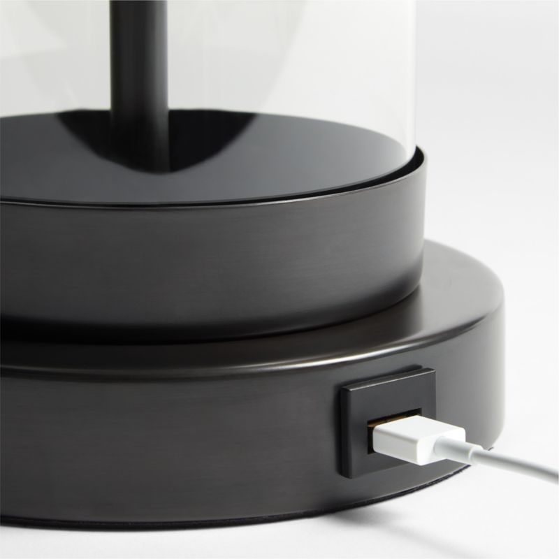 Promenade Small Black Metal Table Lamp with USB Port