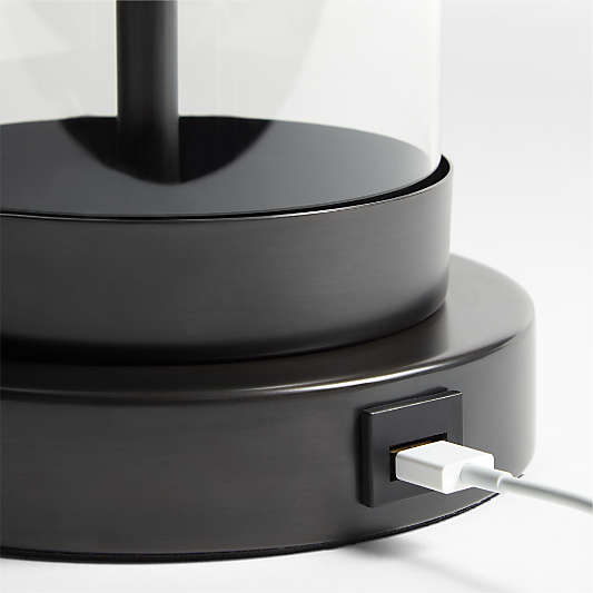 Promenade Small Black Metal Table Lamp with USB Port 27.75"