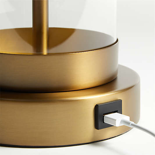 Promenade Small Brass Table Lamp with USB Port 27.75"