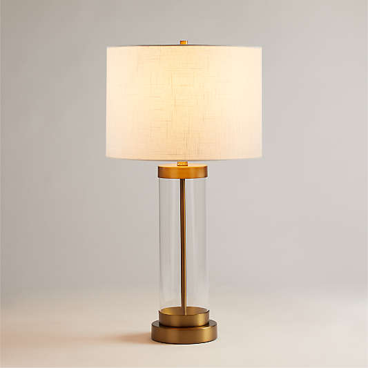 Promenade Small Brass Table Lamp with USB Port 27.75"