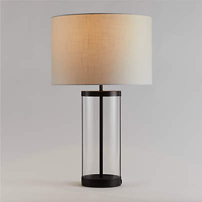 Promenade Black and Glass Table Lamp with USB Port 30.5"