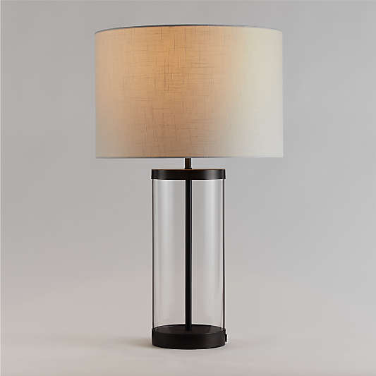 Promenade Brass and Glass Table Lamp with USB Port 30.5"