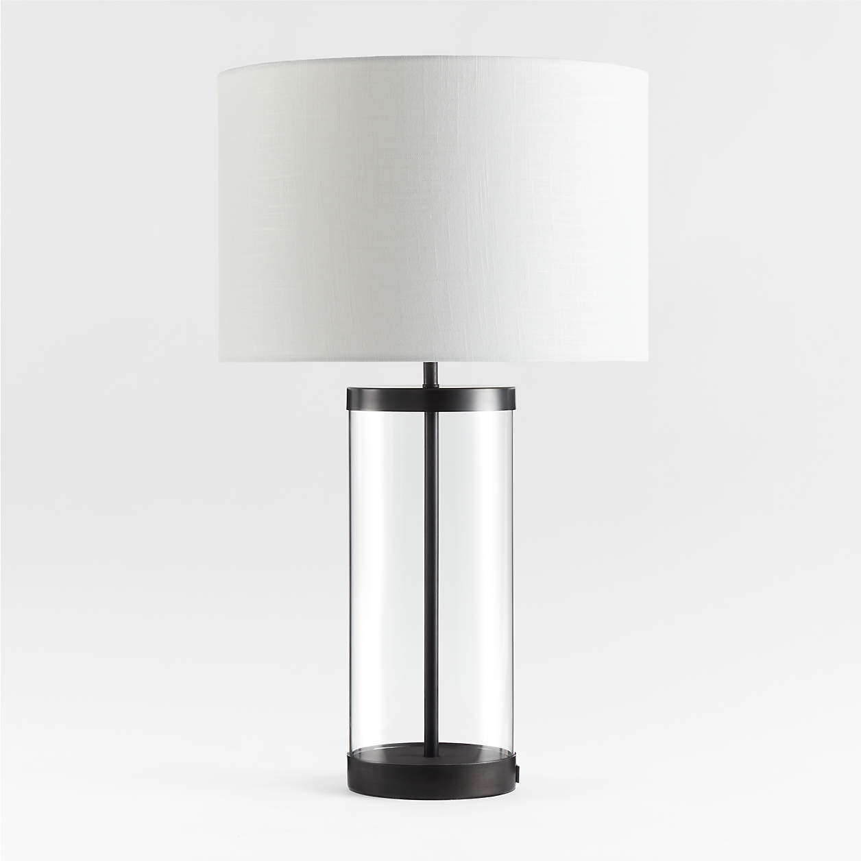 Promenade Avenue Black and Glass Table Lamp with White Shade Bedroom