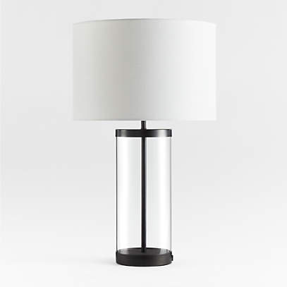 Promenade Black And Glass Table Lamp, Table Lamps With White Glass Shades