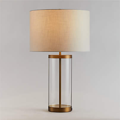 Promenade Brass and Glass Table Lamp with USB Port 30.5"