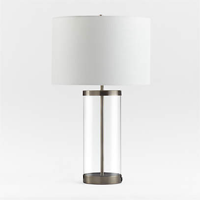 Promenade Black And Nickel Table Lamp, Black Base Table Lamp With White Shade