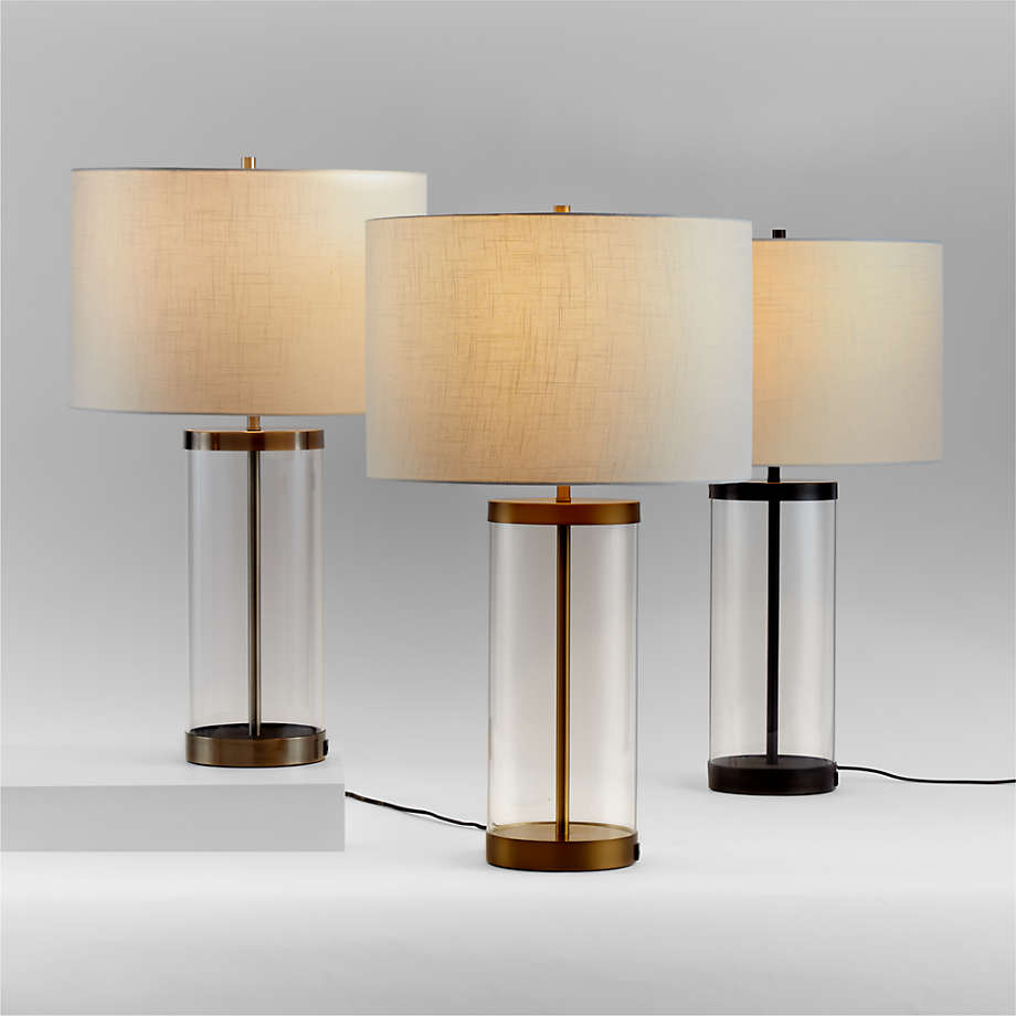 Modern USB LED Floor Lamp with Clear Shade Gold Standing Lamp for