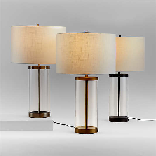 Promenade Brass and Glass Table Lamp with USB Port 30.5"