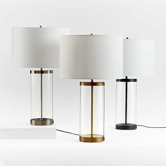 Promenade Brass and Glass Table Lamp with USB Port 30.5"