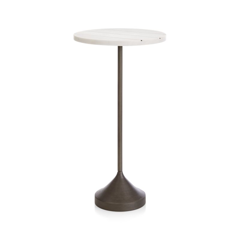 Prost Tall Brass and Marble Round Drink Table + Reviews | Crate & Barrel