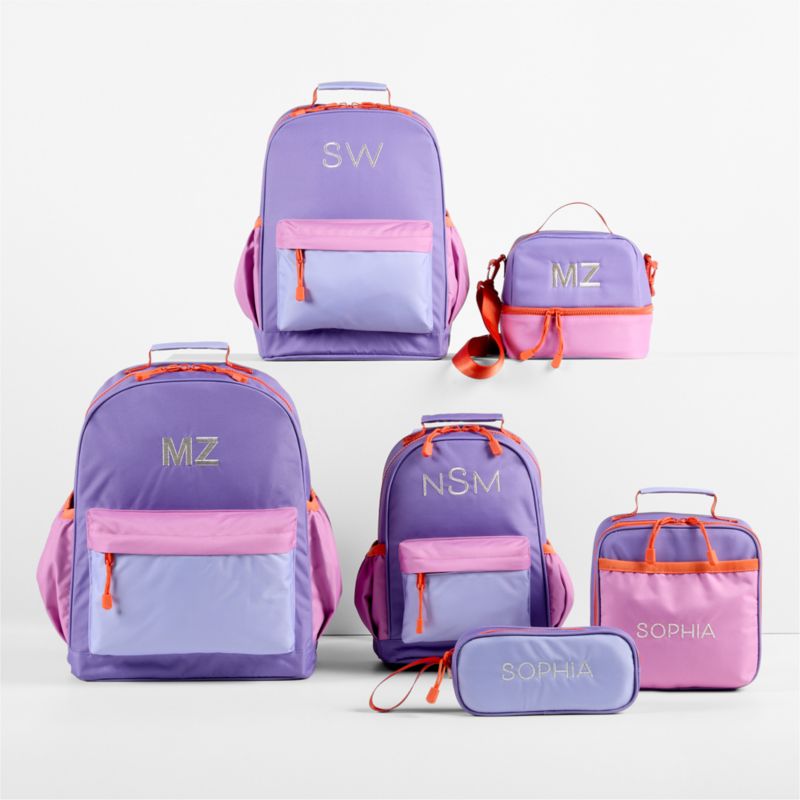 Purple Colorblock Large Kids Backpack with Side Pockets - image 1 of 10
