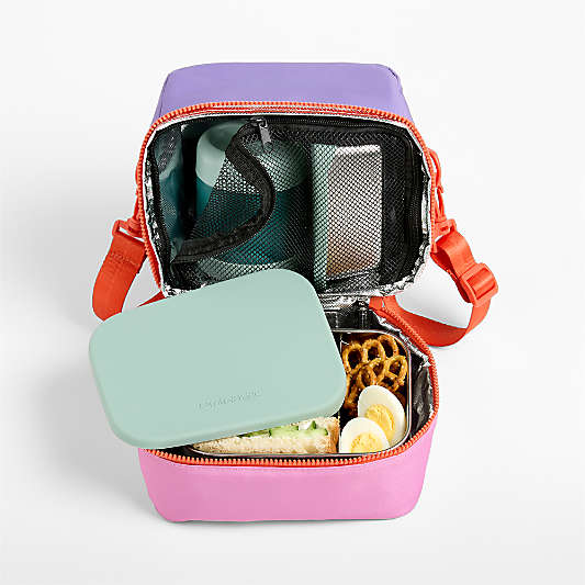 Purple Colorblock Dual Compartment Soft Insulated Kids Lunch Box
