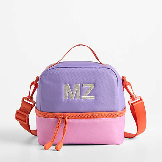 Purple Colorblock Dual Compartment Soft Insulated Kids Lunch Box