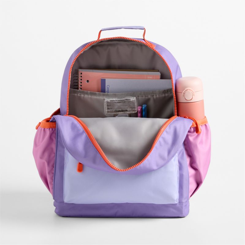 Purple Colorblock Large Kids Backpack with Side Pockets - image 7 of 10