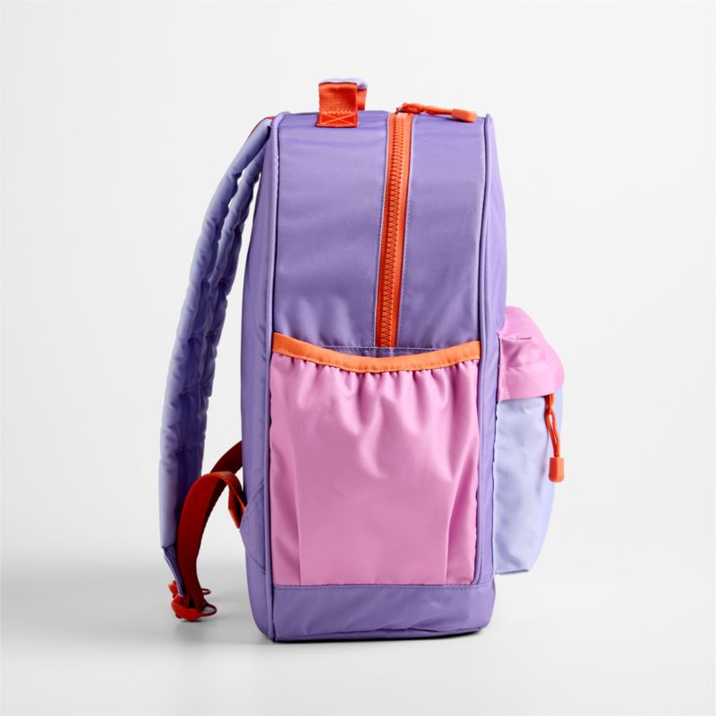 Purple Colorblock Large Kids Backpack with Side Pockets - image 3 of 10