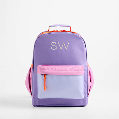 Purple Colorblock Medium Kids Backpack with Side Pockets