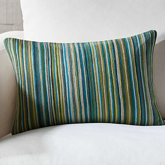 Pruitt 18x12 Blue Stripe Pillow with Feather Insert