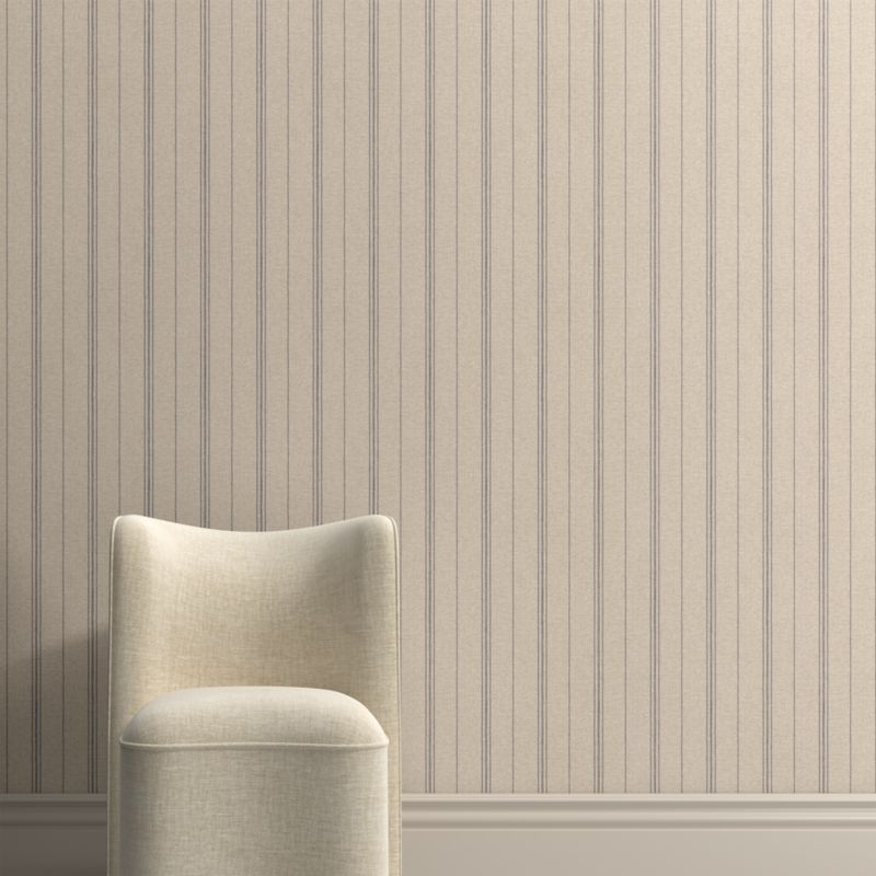 Provencal Navy Blue Stripe Wallpaper - image 1 of 3
