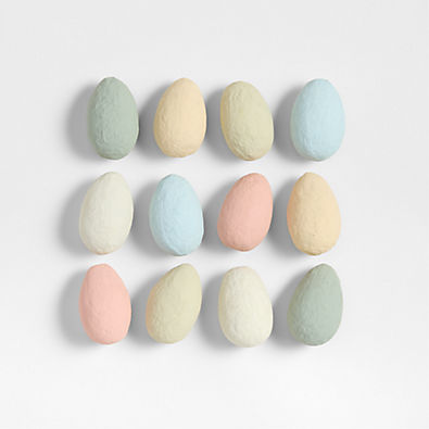 View Pastel Colored Cotton Mache Decorative Easter Eggs, Set of 12 details