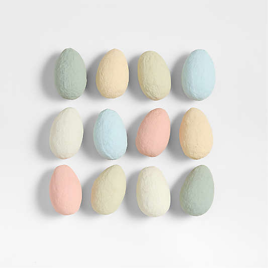 Pastel Colored Cotton Mache Decorative Easter Eggs, Set of 12