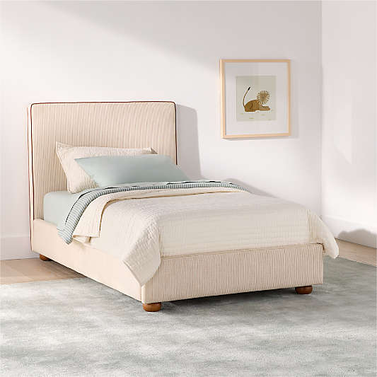 Petit Matelot Rust Red Striped Upholstered Kids Bed by Sharland England