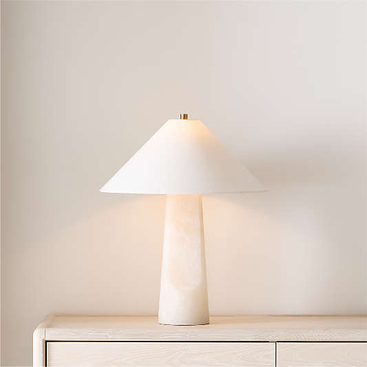 Petra Alabaster Table Lamp with Fabric Shade 24.5"