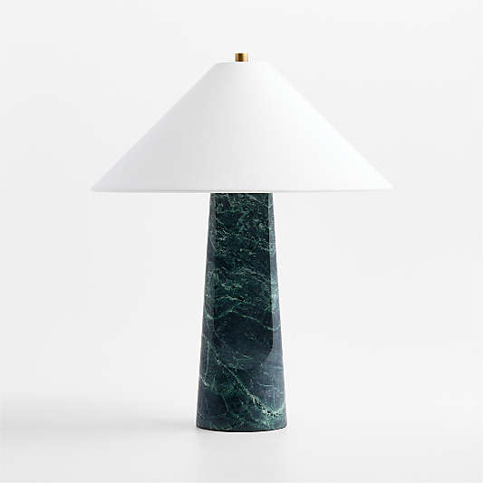 Petra Green Marble Table Lamp with Fabric Shade 24.5"