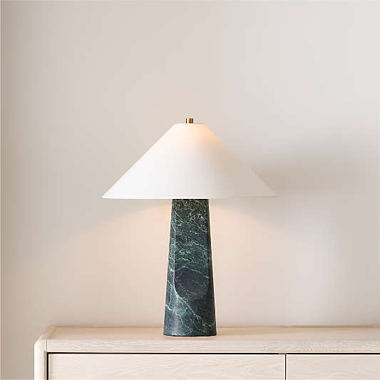 Petra Green Marble Table Lamp with Fabric Shade 24.5"