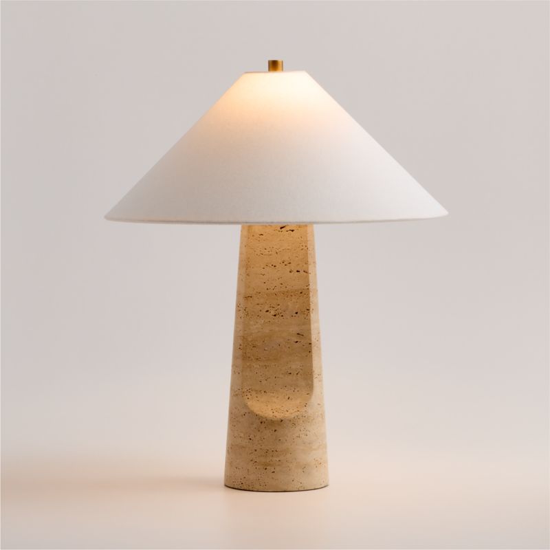 Petra Travertine Table Lamp with Fabric Shade 24.5" - image 2 of 7