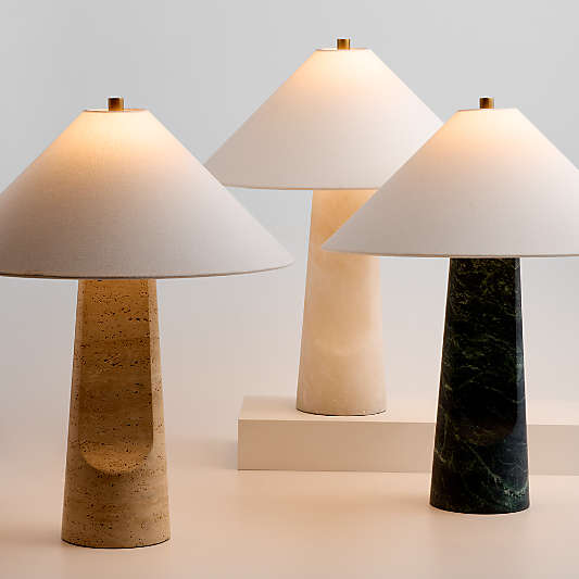 Petra Green Marble Table Lamp with Fabric Shade 24.5"