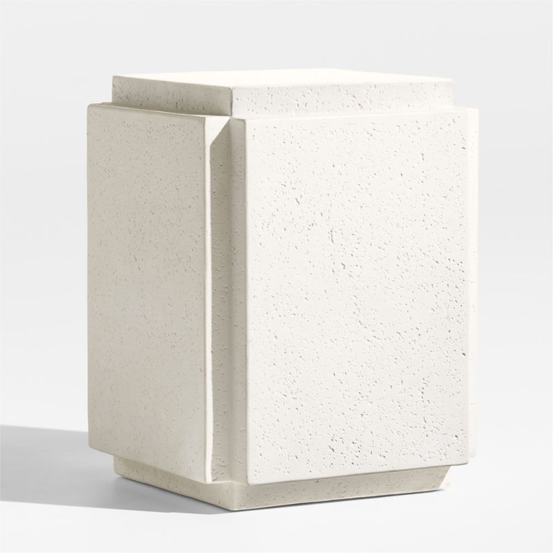 Puebla 16" Off-White Square Concrete Outdoor Side Table