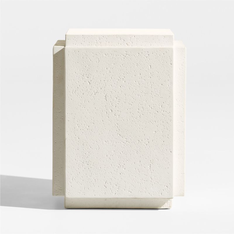 Puebla 16" Off-White Square Concrete Outdoor Side Table