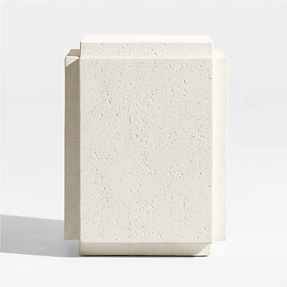 Puebla 16" Off-White Square Concrete Outdoor Side Table