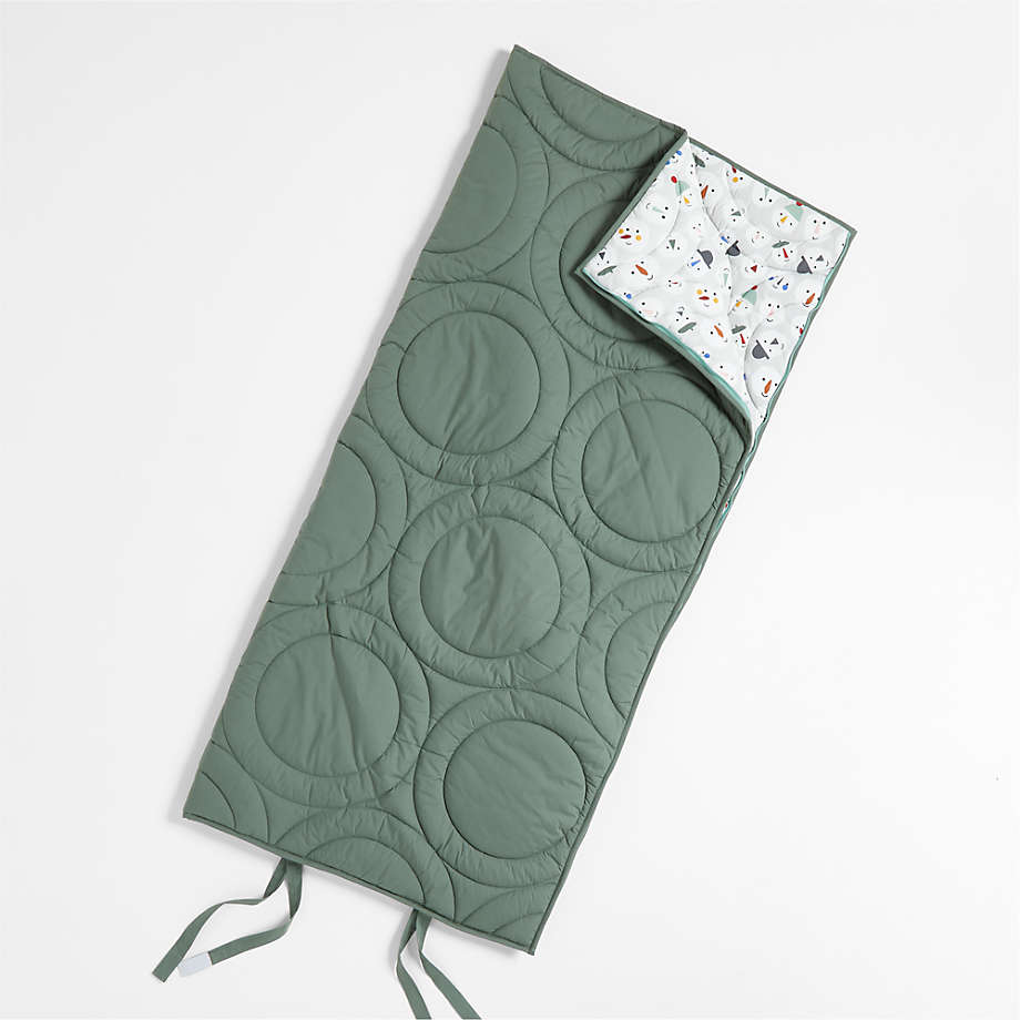 Green Puffer Holiday Snowman Kids Sleeping Bag + Reviews | Crate & Kids