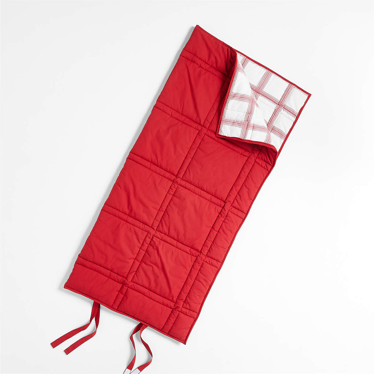 Red Plaid Puffer Kids Sleeping Bag + Reviews | Crate & Kids