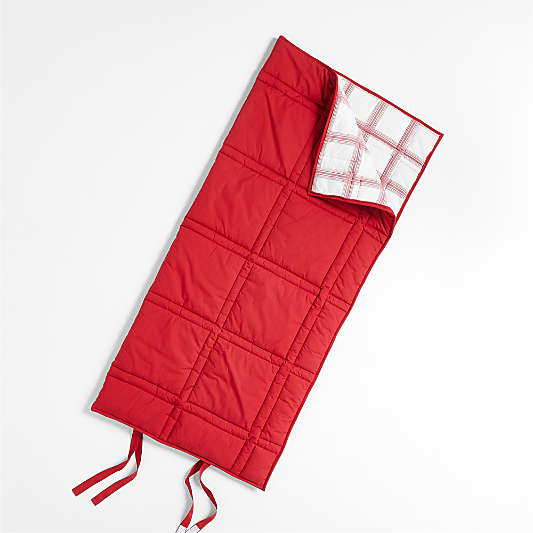 Red Plaid Puffer Kids Sleeping Bag