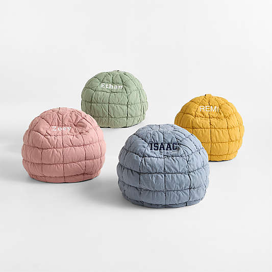 Savannah Yellow Small 30" Organic Cotton Kids Puffy Bean Bag Chair