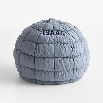 Smoke Blue Small 30" Organic Cotton Kids Puffy Bean Bag Chair