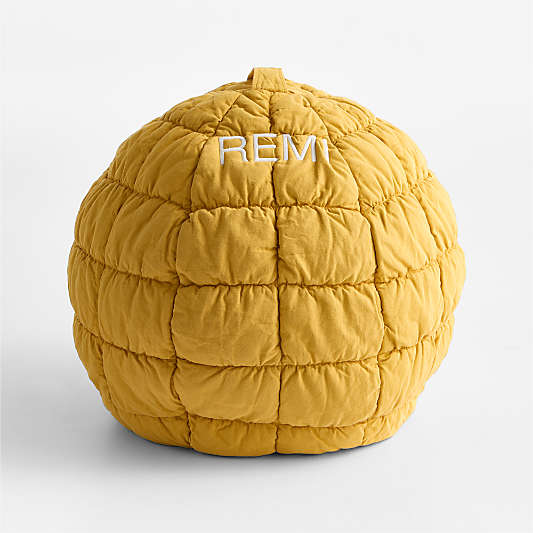 Savannah Yellow Small 30" Organic Cotton Kids Puffy Bean Bag Chair Cover
