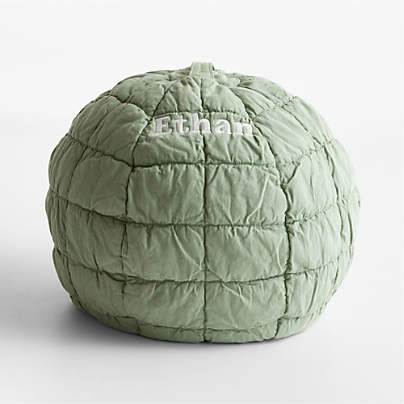 Verte Green Small 30" Organic Cotton Kids Puffy Bean Bag Chair Cover