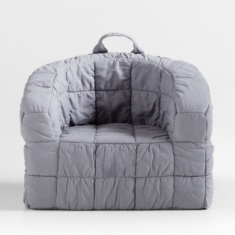 Large Smoke Blue Kids Puffy Lounge Barrel Chair - image 2 of 5