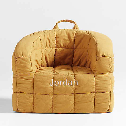 Large Savannah Yellow Kids Puffy Lounge Barrel Chair Cover