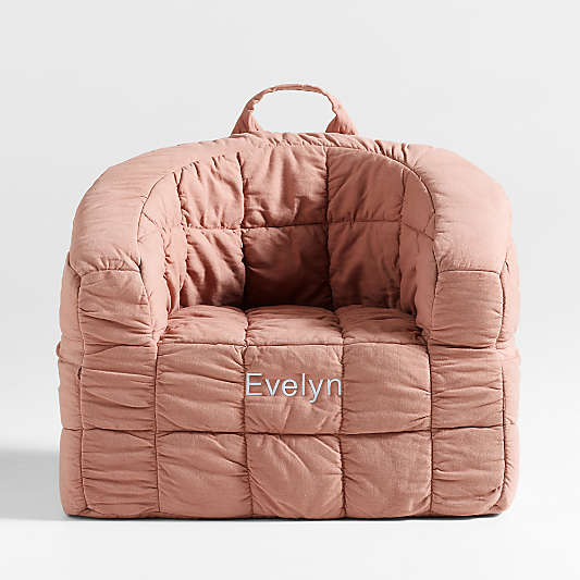 Large Terracotta Kids Puffy Lounge Barrel Chair