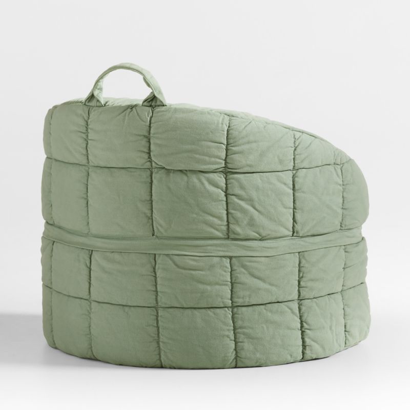 Large Verte Green Kids Puffy Lounge Barrel Chair - image 3 of 5